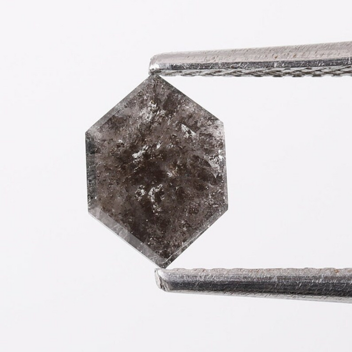 Natural Salt and Pepper 1.70 CT Hexagon Loose Diamond