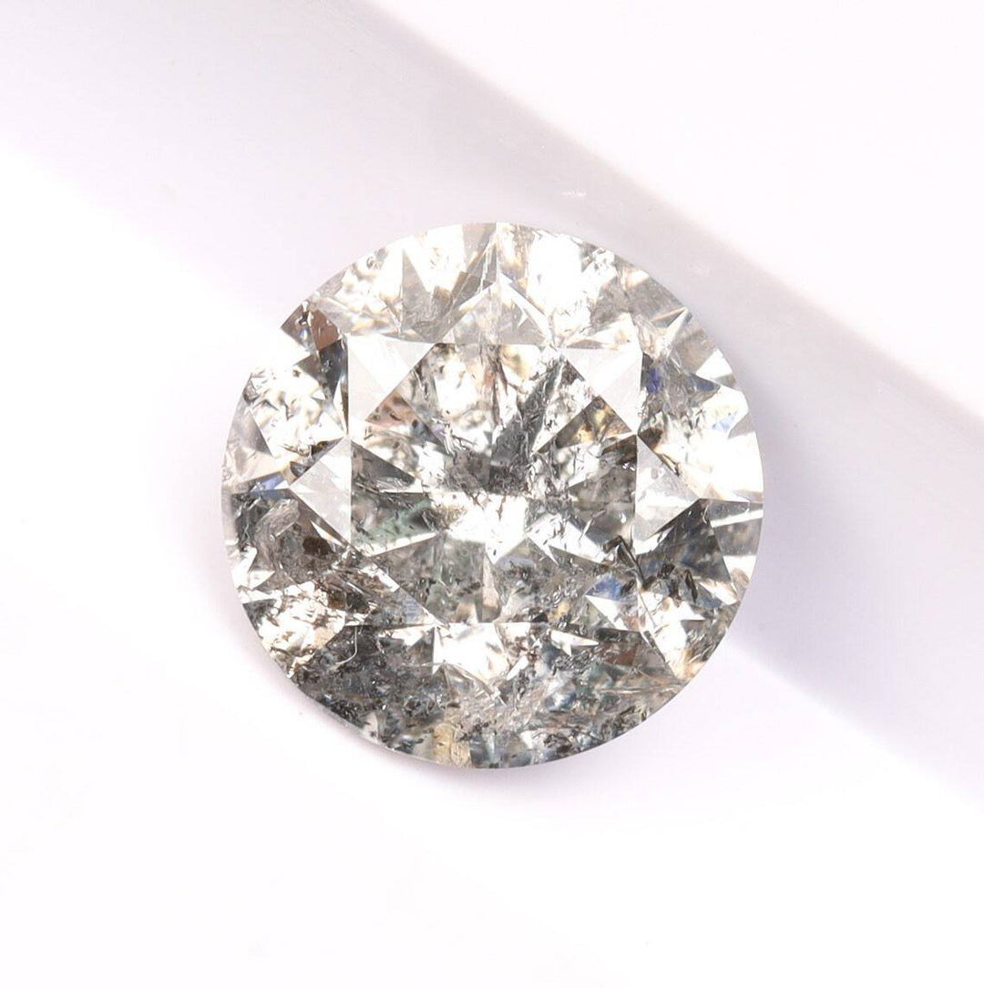 Natural Salt and Pepper 3.80 CT Round Cut Loose Diamond
