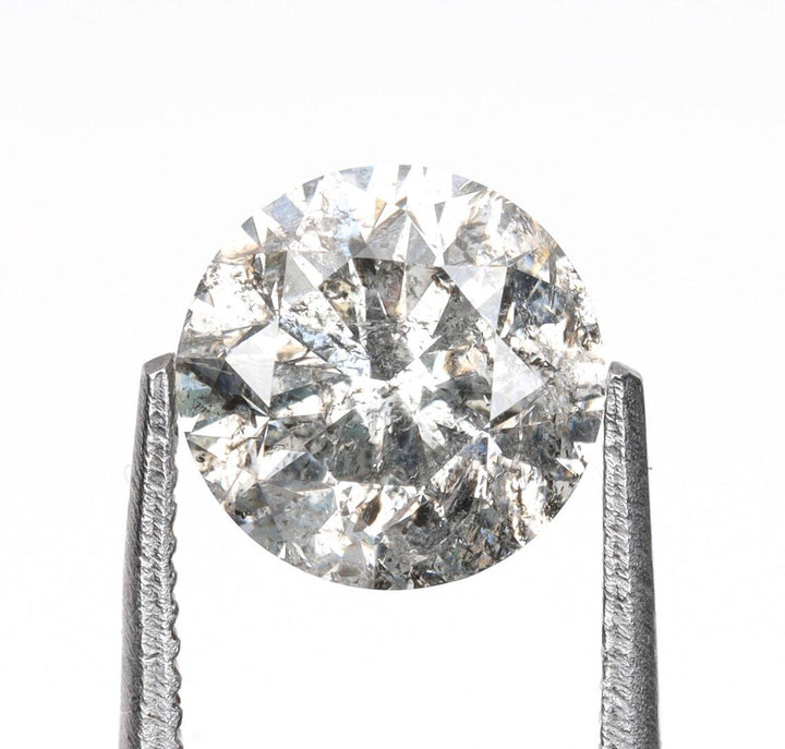 Natural Salt and Pepper 3.80 CT Round Cut Loose Diamond