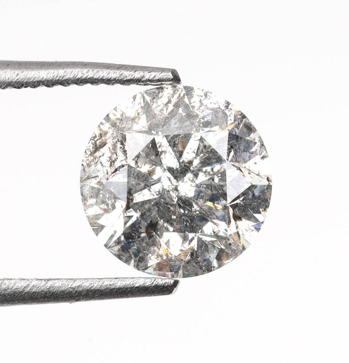 Natural Salt and Pepper 3.80 CT Round Cut Loose Diamond