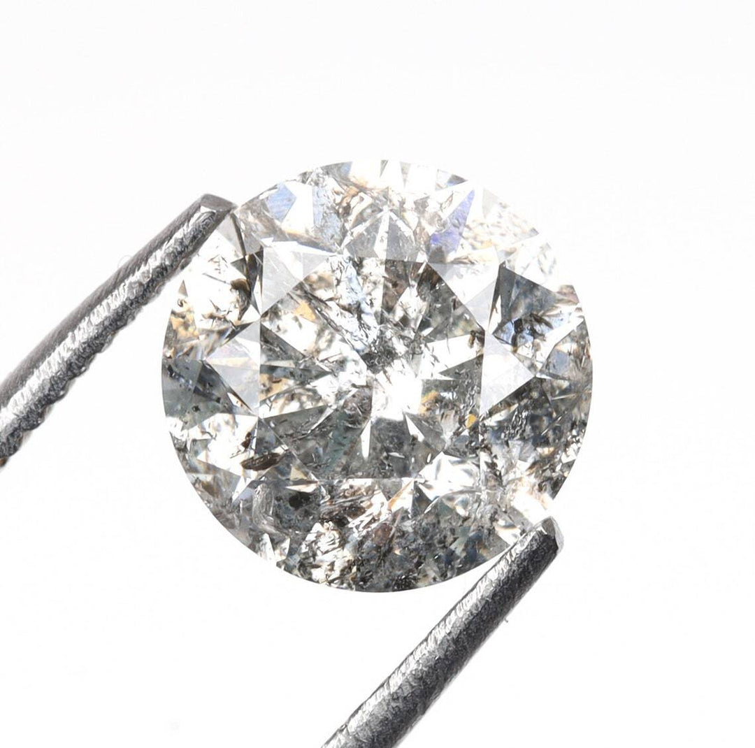 Natural Salt and Pepper 3.80 CT Round Cut Loose Diamond