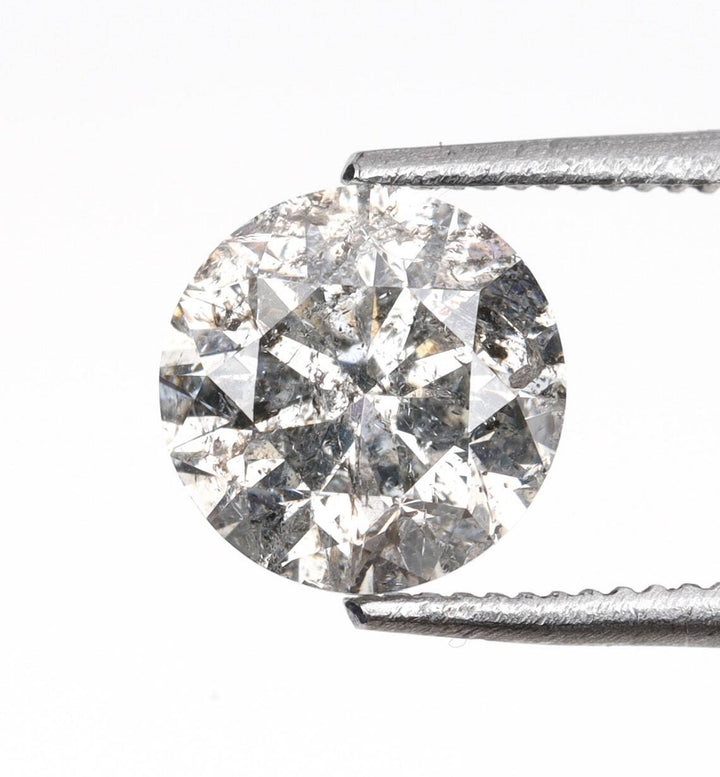 Natural Salt and Pepper 3.80 CT Round Cut Loose Diamond