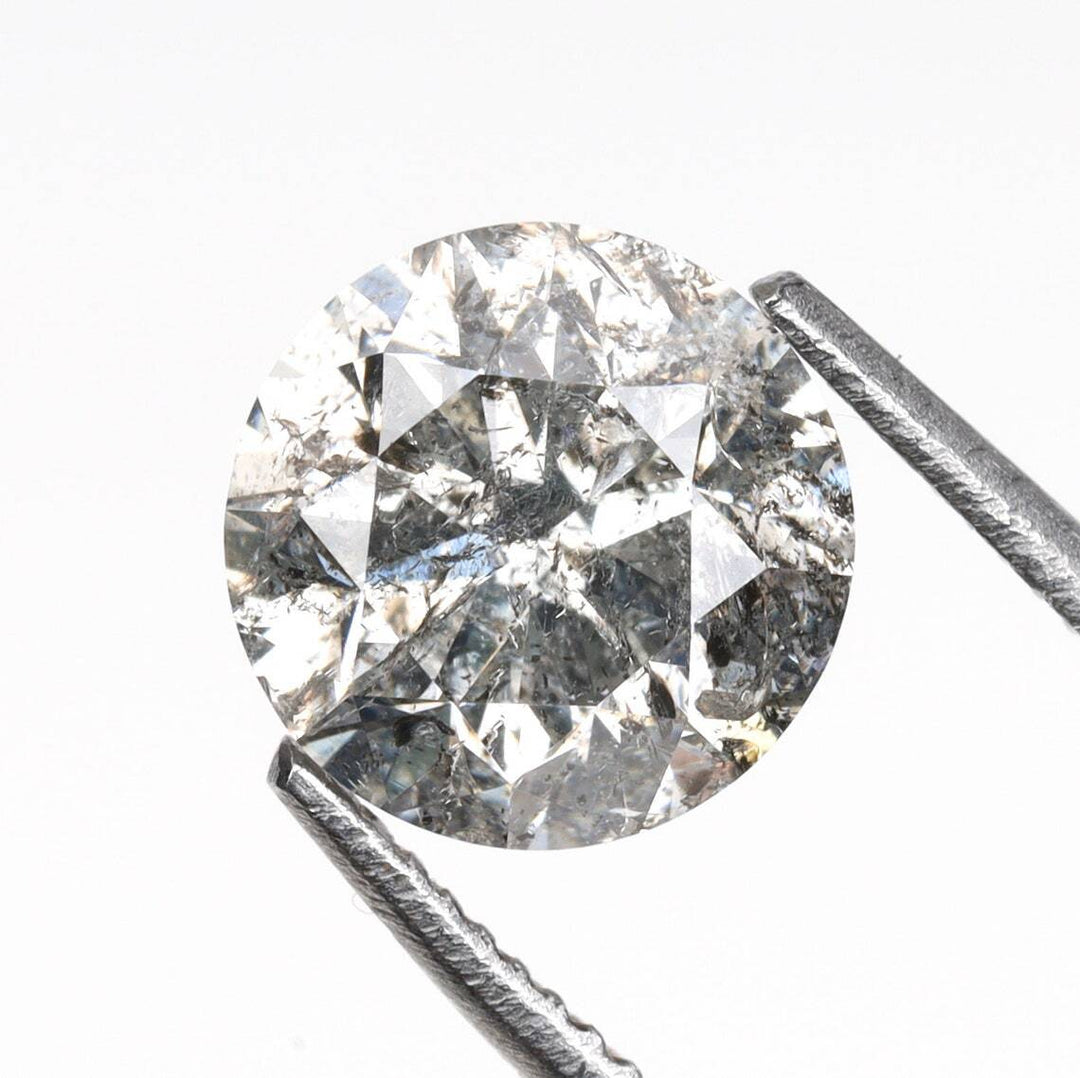 Natural Salt and Pepper 3.80 CT Round Cut Loose Diamond