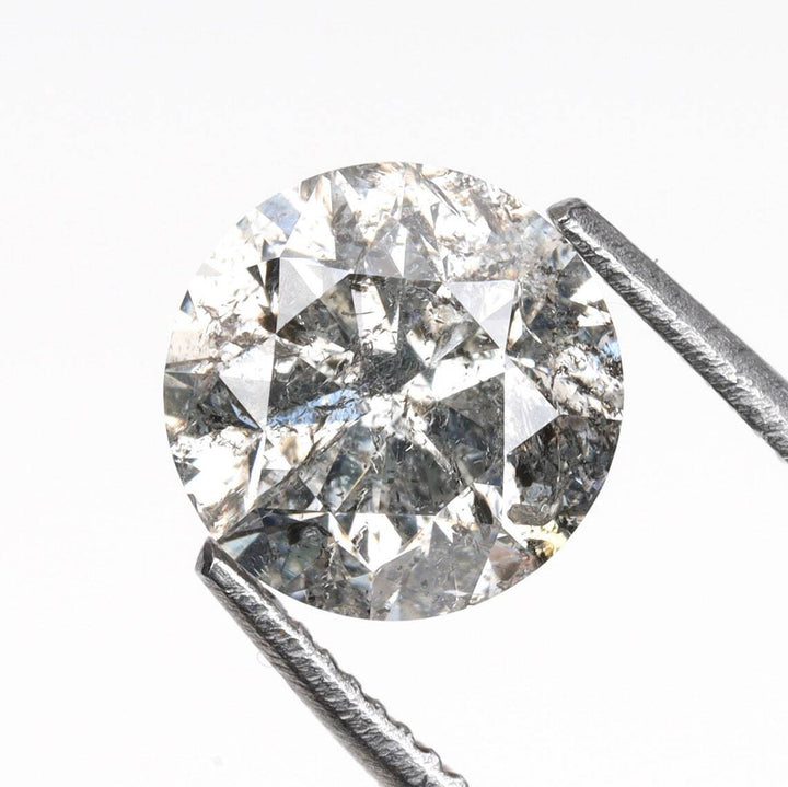 Natural Salt and Pepper 3.80 CT Round Cut Loose Diamond