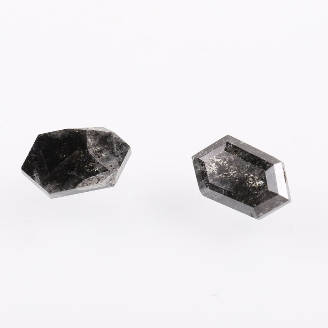Natural Salt and Pepper 4.35 CT Hexagon Black Loose Diamond