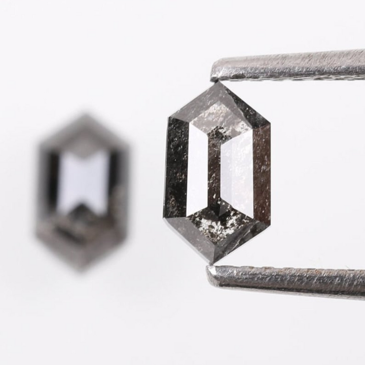 Natural Salt and Pepper 4.35 CT Hexagon Black Loose Diamond