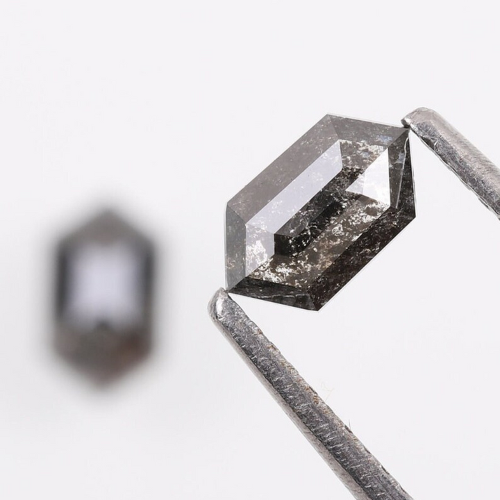 Natural Salt and Pepper 4.35 CT Hexagon Black Loose Diamond