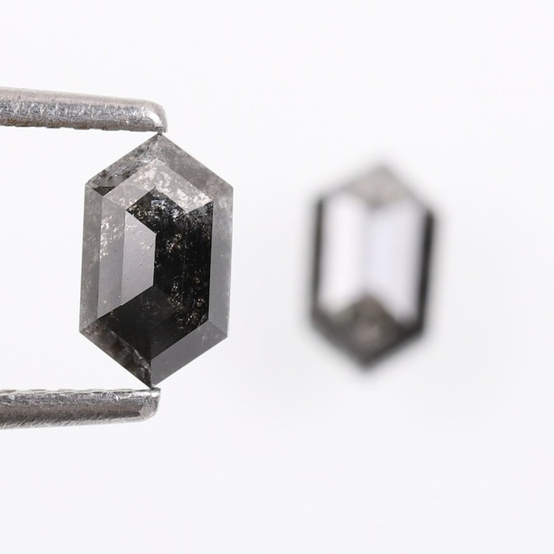 Natural Salt and Pepper 4.35 CT Hexagon Black Loose Diamond