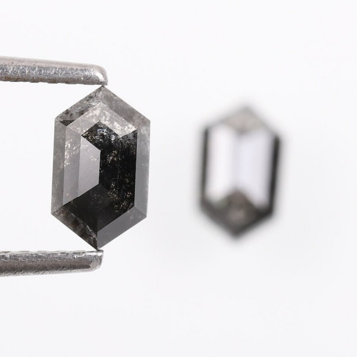 Natural Salt and Pepper 4.35 CT Hexagon Black Loose Diamond