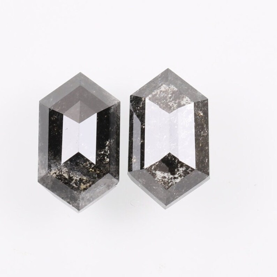 Natural Salt and Pepper 4.35 CT Hexagon Black Loose Diamond