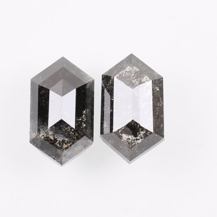 Natural Salt and Pepper 4.35 CT Hexagon Black Loose Diamond