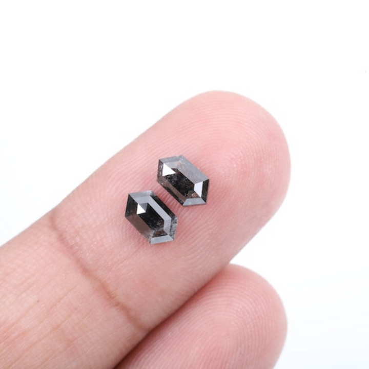 Natural Salt and Pepper 4.35 CT Hexagon Black Loose Diamond