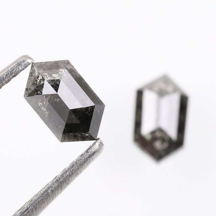 Natural Salt and Pepper 4.35 CT Hexagon Black Loose Diamond