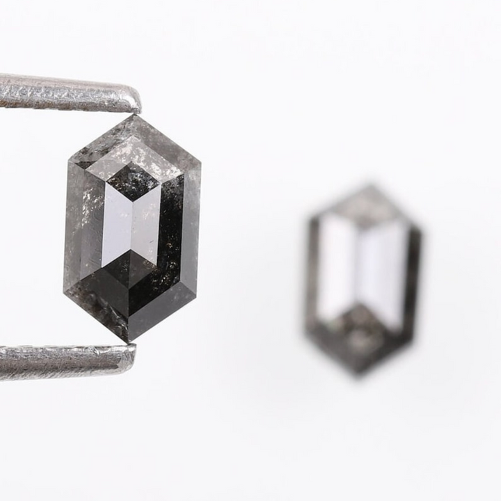 Natural Salt and Pepper 4.35 CT Hexagon Black Loose Diamond