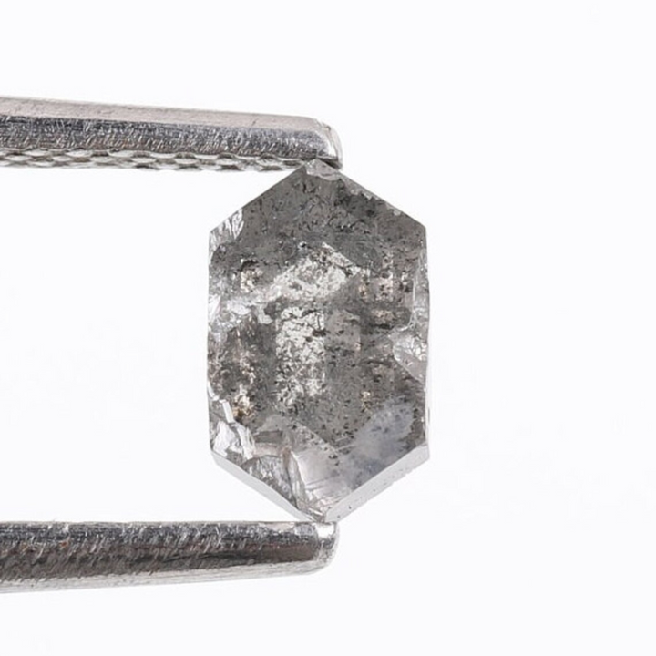Natural Salt and Pepper 3.80 CT Hexagon Loose Diamond