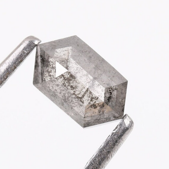 Natural Salt and Pepper 3.80 CT Hexagon Loose Diamond