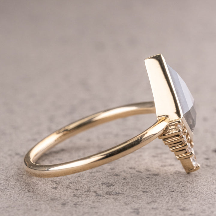 Natural Salt And Pepper 1.60 CT Kite Diamond Unique Anniversary Ring