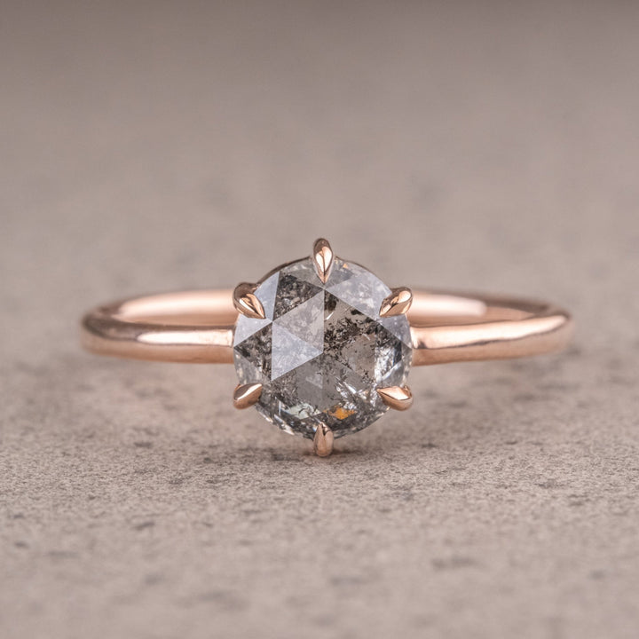 Natural Salt And Pepper 1.30 CT Round Diamond Unique Wedding Ring