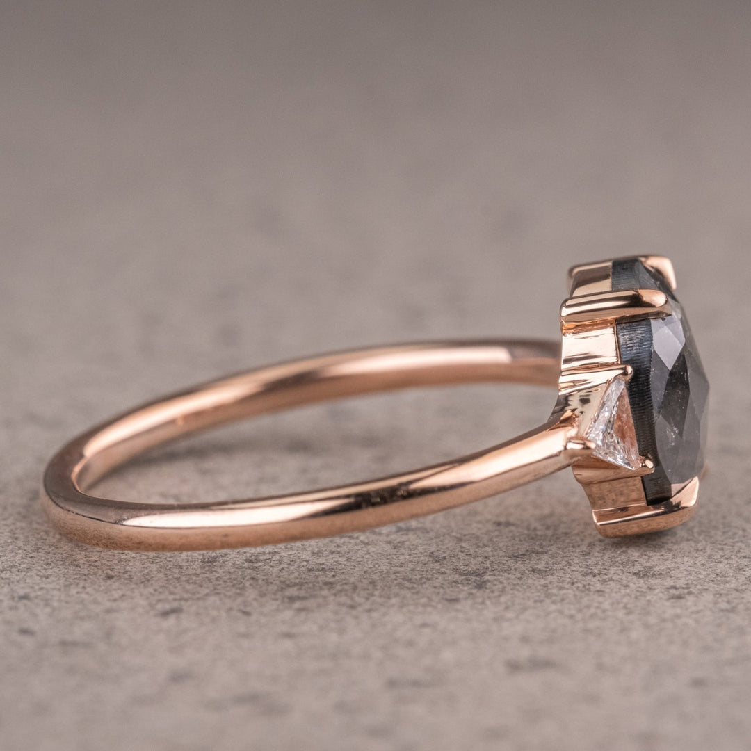 Natural Salt And Pepper 1.95 CT Oval Diamond Unique Wedding Ring