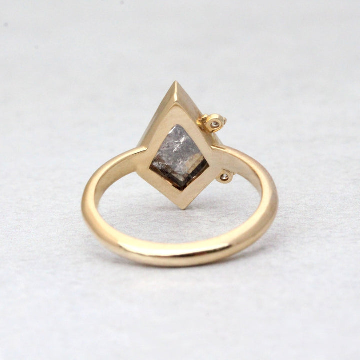 Natural Salt And Pepper 2.45 CT Kite Diamond Unique Anniversary Ring