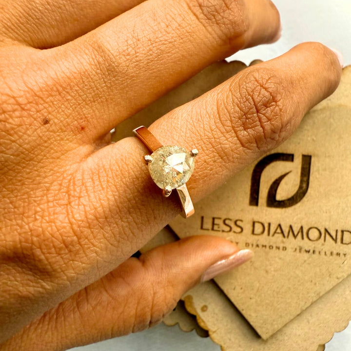 Pear Cut Gray Diamond 2.75 CT Natural Salt and Pepper Solitaire Engagement Ring