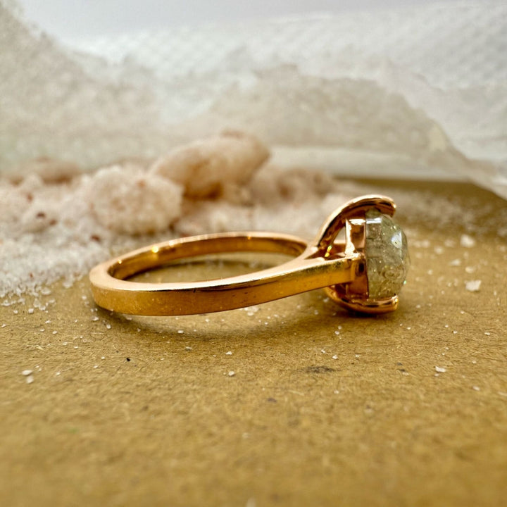 Pear Cut Gray Diamond 2.75 CT Natural Salt and Pepper Solitaire Engagement Ring