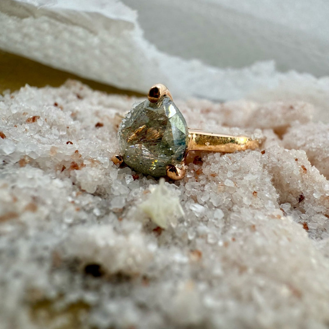 Pear Cut Gray Diamond 2.75 CT Natural Salt and Pepper Solitaire Engagement Ring