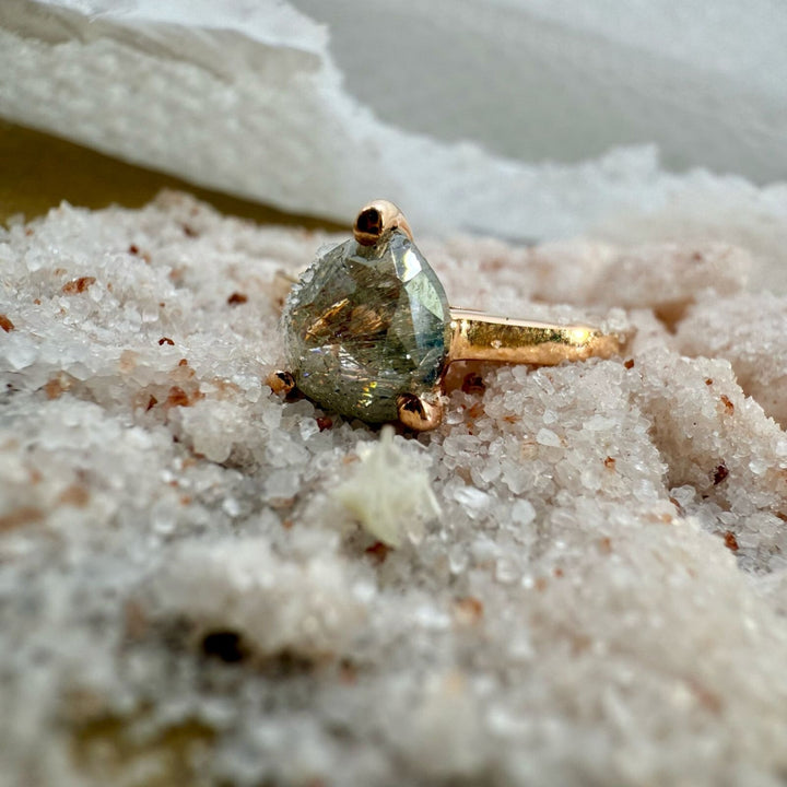 Pear Cut Gray Diamond 2.75 CT Natural Salt and Pepper Solitaire Engagement Ring