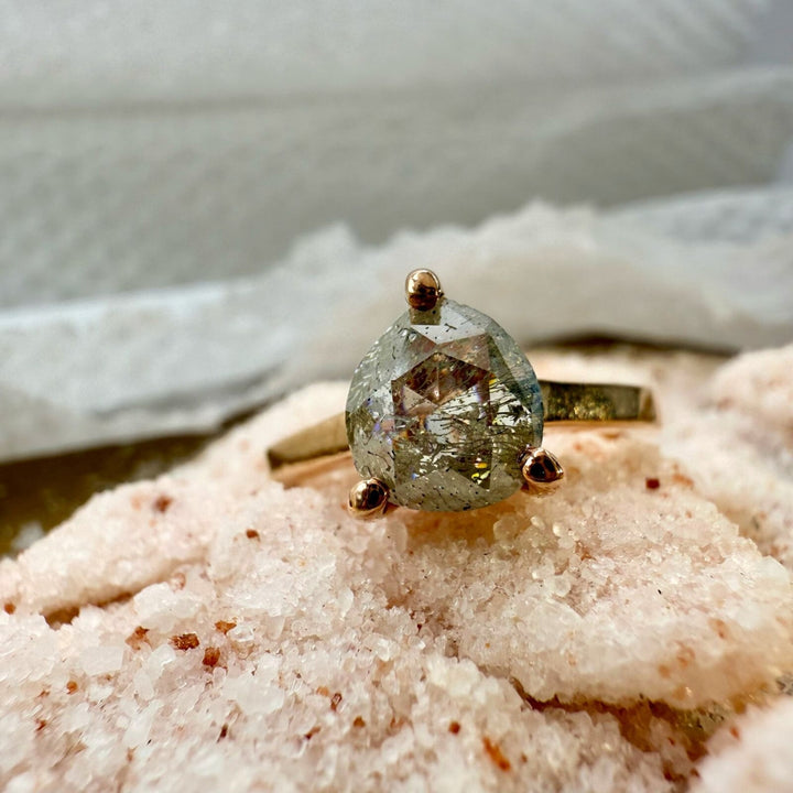 Pear Cut Gray Diamond 2.75 CT Natural Salt and Pepper Solitaire Engagement Ring