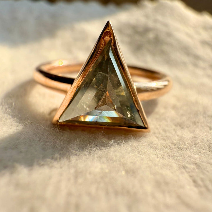 Salt and Pepper Triangle Cut Diamond 4.10 CT Diamond Solitaire Ring with Gray Diamond