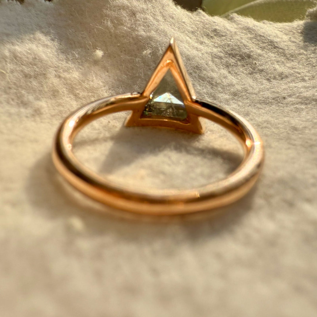 Salt and Pepper Triangle Cut Diamond 4.10 CT Diamond Solitaire Ring with Gray Diamond