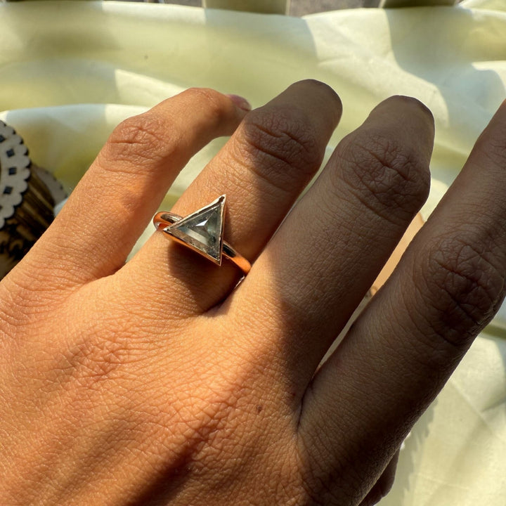Salt and Pepper Triangle Cut Diamond 4.10 CT Diamond Solitaire Ring with Gray Diamond