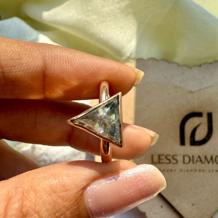 Salt and Pepper Triangle Cut Diamond 4.10 CT Diamond Solitaire Ring with Gray Diamond