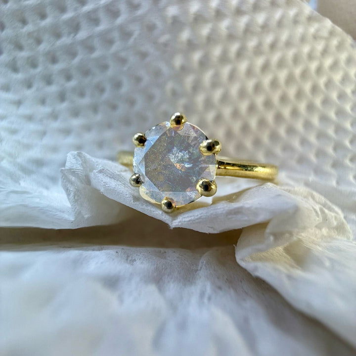 Intricate Beauty 2.00 CT Round Salt and Pepper Gray Diamond Solitaire Ring