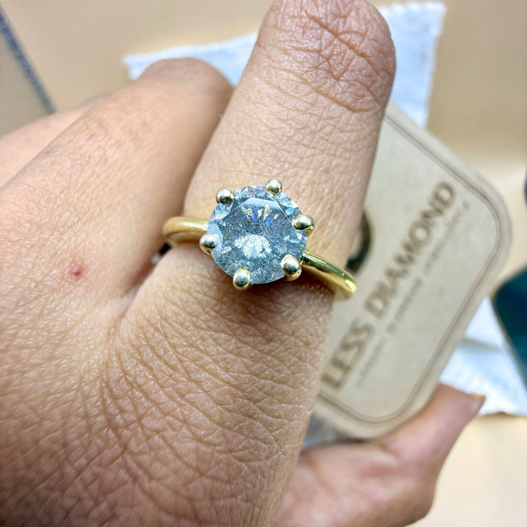 Intricate Beauty 2.00 CT Round Salt and Pepper Gray Diamond Solitaire Ring