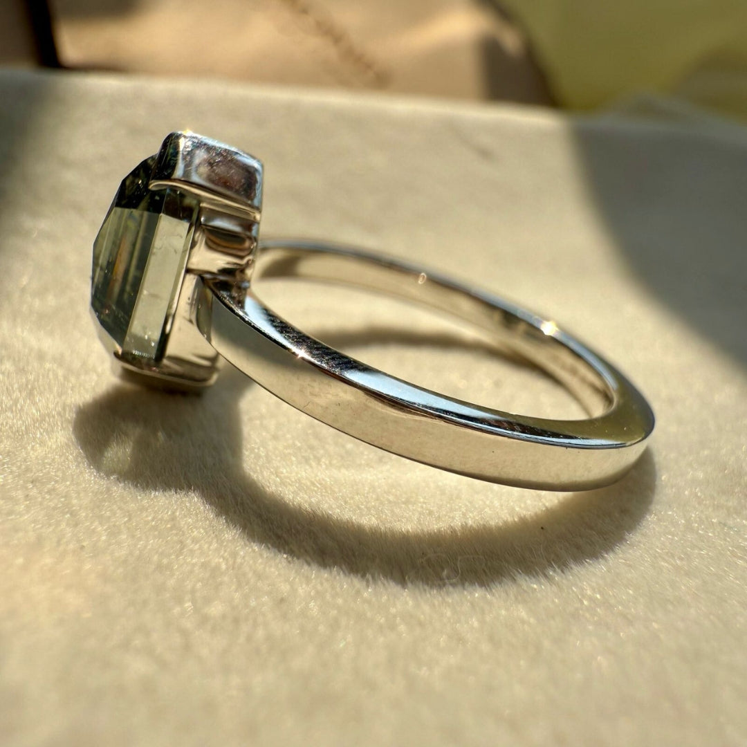 Natural salt and pepper 2.25 CT Hexagon Cut Solitaire Diamond Stunning Ring