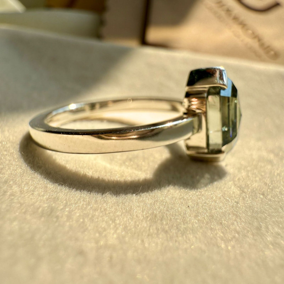 Natural salt and pepper 2.25 CT Hexagon Cut Solitaire Diamond Stunning Ring