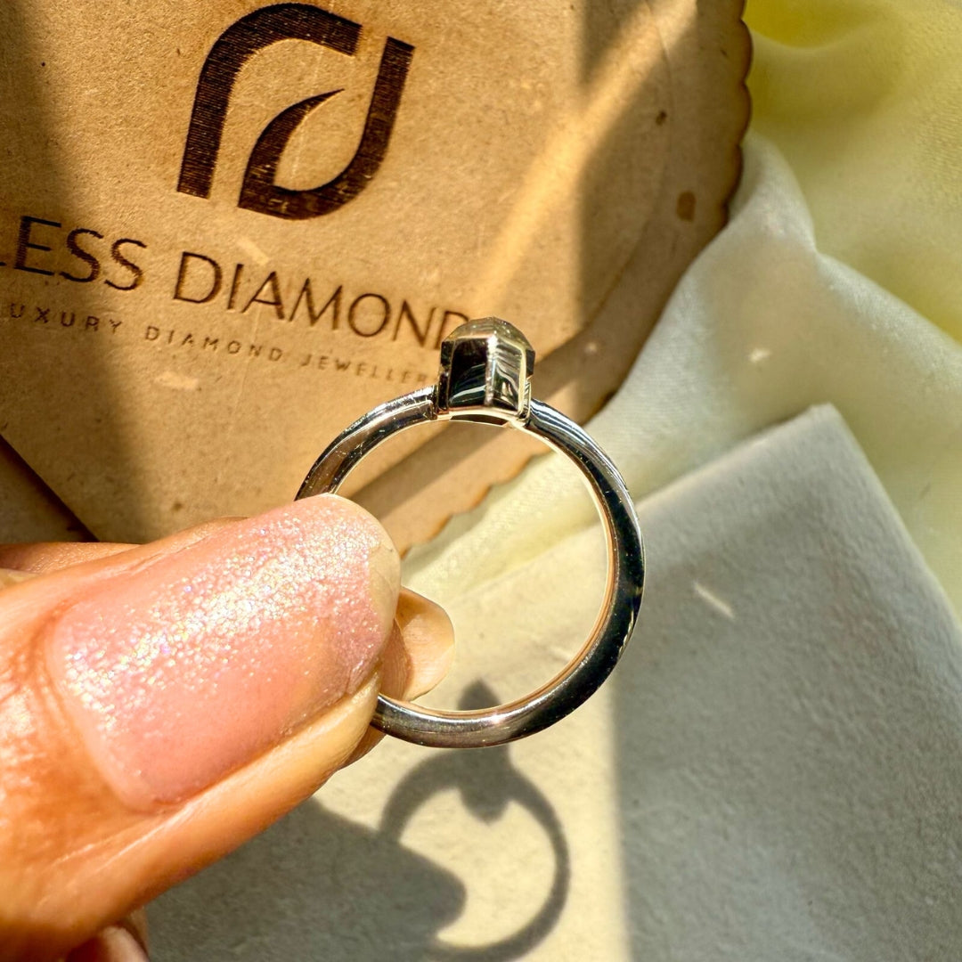 Natural salt and pepper 2.25 CT Hexagon Cut Solitaire Diamond Stunning Ring