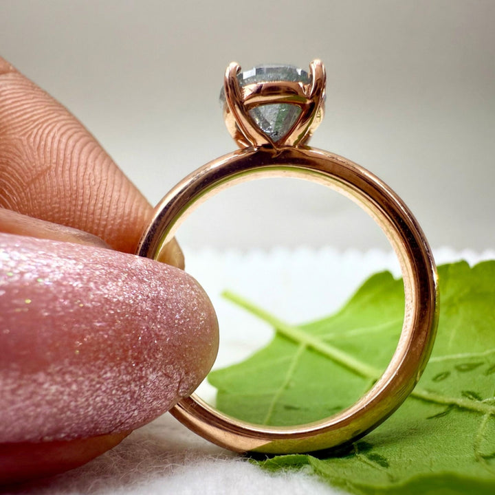 Natural Salt and Pepper Round Cut Diamond 2.04 CT Solitaire Ring