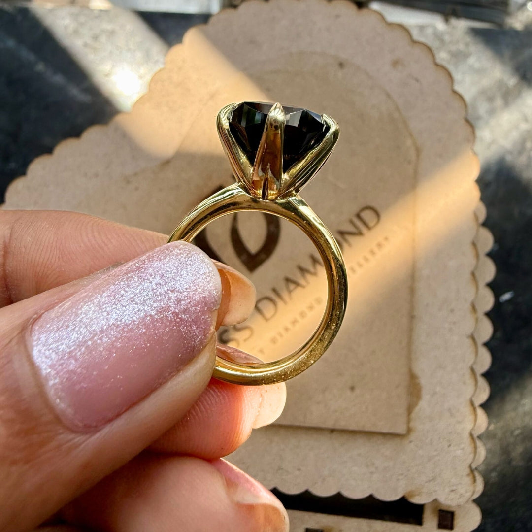 Cluster Solitaire Salt and Pepper 3.00 CT Round Cut Ring for Gift