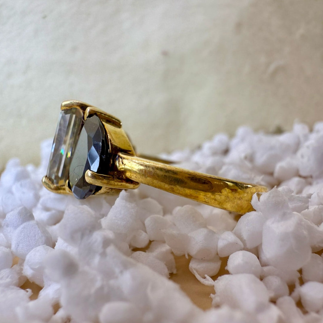 Unique Art Deco 4.98 CT Radiant Cut Natural Salt and Pepper Wedding Ring