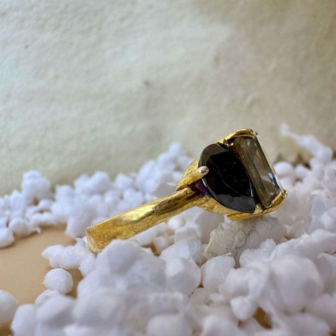Unique Art Deco 4.98 CT Radiant Cut Natural Salt and Pepper Wedding Ring