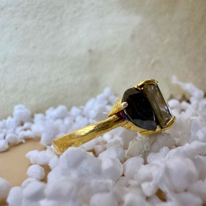 Unique Art Deco 4.98 CT Radiant Cut Natural Salt and Pepper Wedding Ring