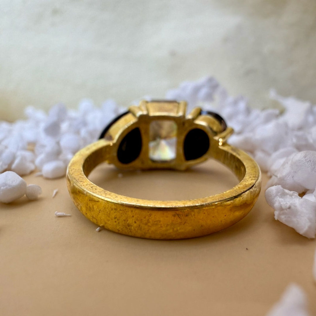 Unique Art Deco 4.98 CT Radiant Cut Natural Salt and Pepper Wedding Ring