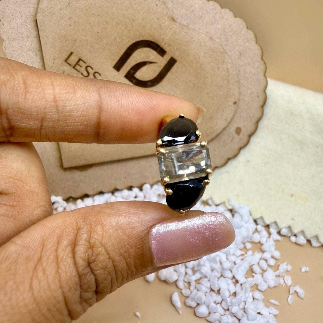 Unique Art Deco 4.98 CT Radiant Cut Natural Salt and Pepper Wedding Ring