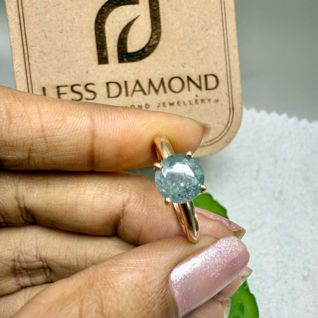 Gray Round Shaped Salt and Pepper Solitaire Diamond Ring