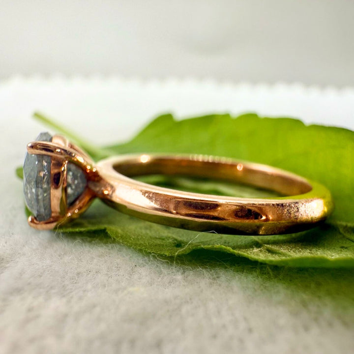 Gray Round Shaped Salt and Pepper Solitaire Diamond Ring