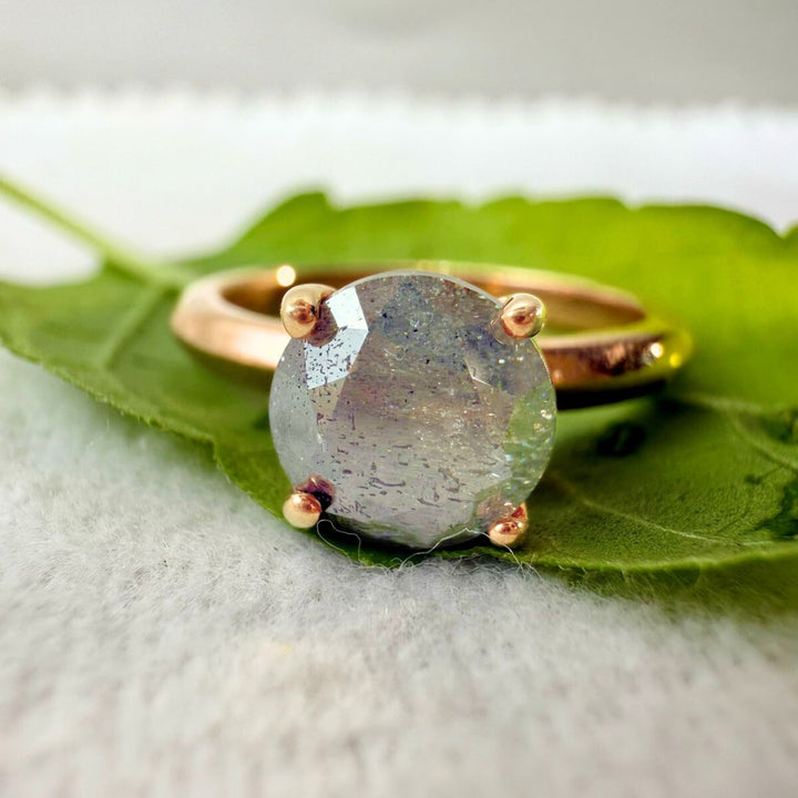 Gray Round Shaped Salt and Pepper Solitaire Diamond Ring