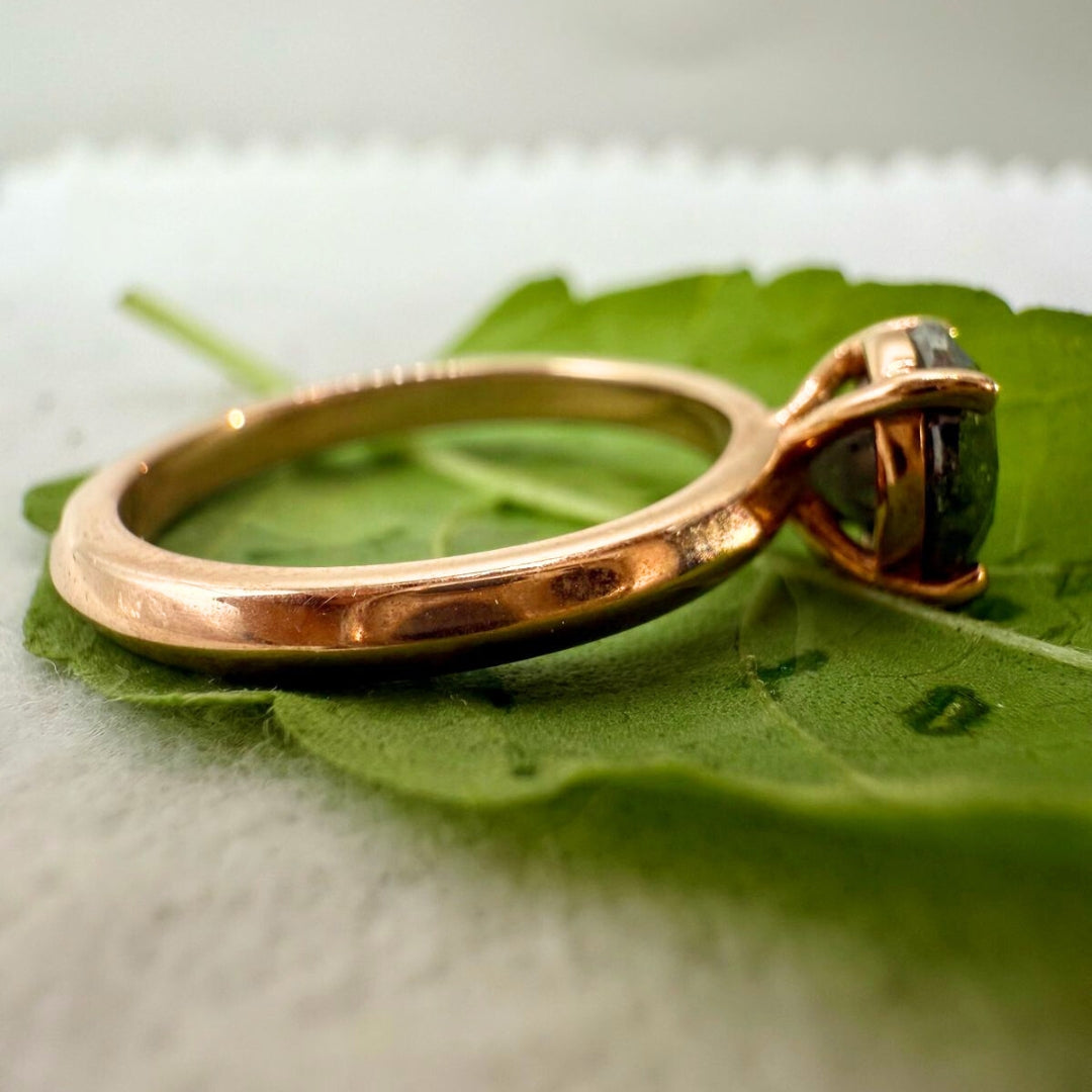 Gray Round Shaped Salt and Pepper Solitaire Diamond Ring