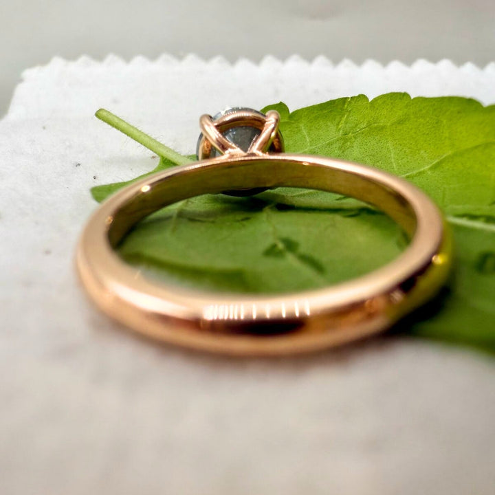 Gray Round Shaped Salt and Pepper Solitaire Diamond Ring